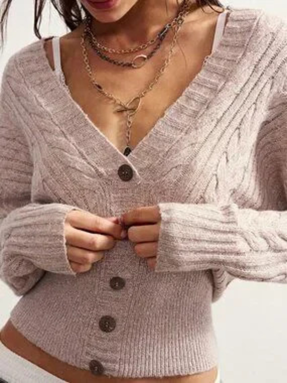 Mauve Casual Women's V-Neck Sweater Brunch